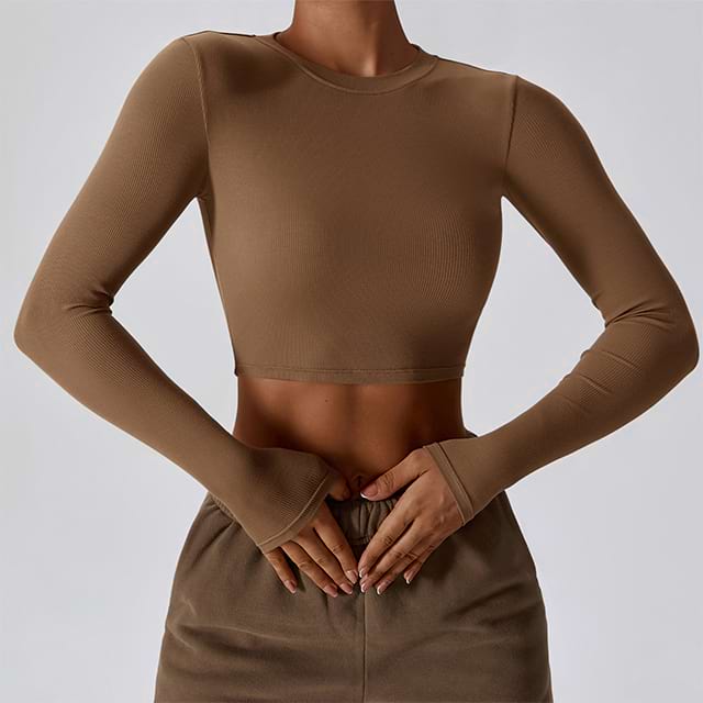 Бесшовный укороченный топ для йоги с подогревом