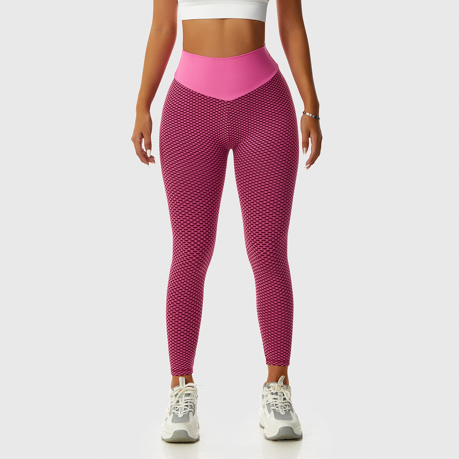 Бесшовные жаккардовые леггинсы для йоги с высокой талией